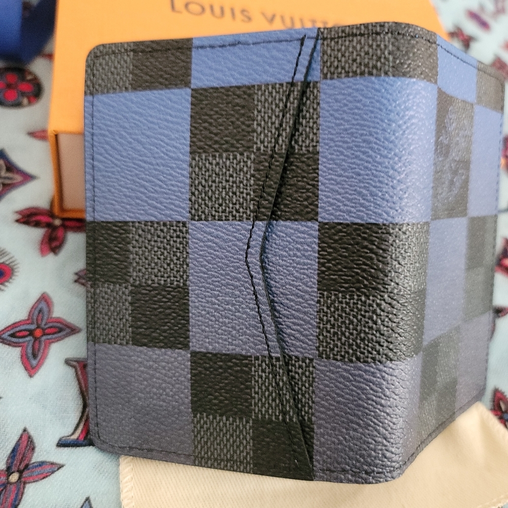 Louis Vuitton Virgil Abloh Pocket Organizer Damier Blue Graphite  Signature Stam - Picture 10 of 12